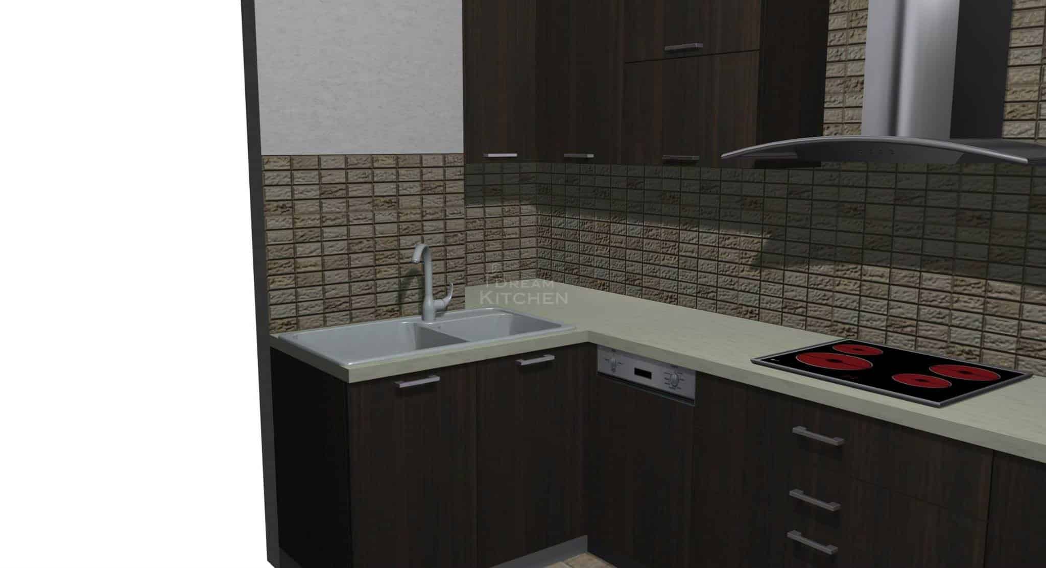 3D σχεδιασμος Κουζινας Βακελιτη Καφε σκουρο