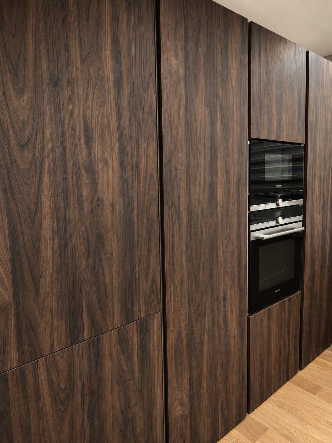 MobilCasa — Modern Gentili Time Kitchen — Gerakas · walnut tall units