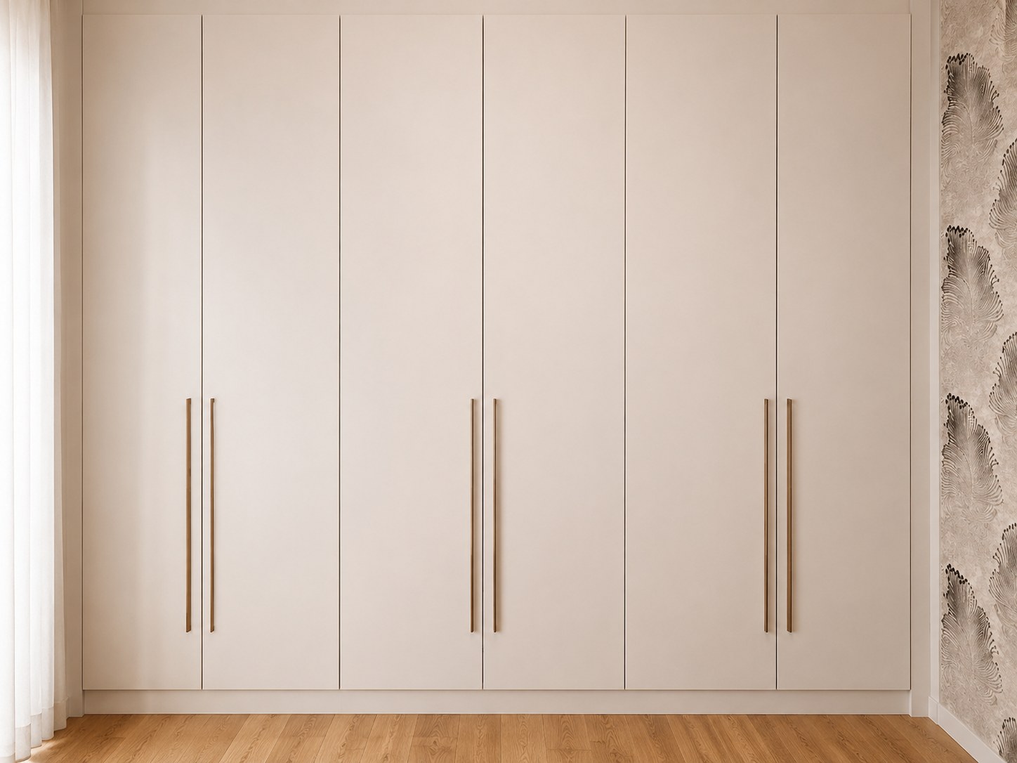 Febal Casa Momenti wardrobe in matt cream lacquer with bronze handles