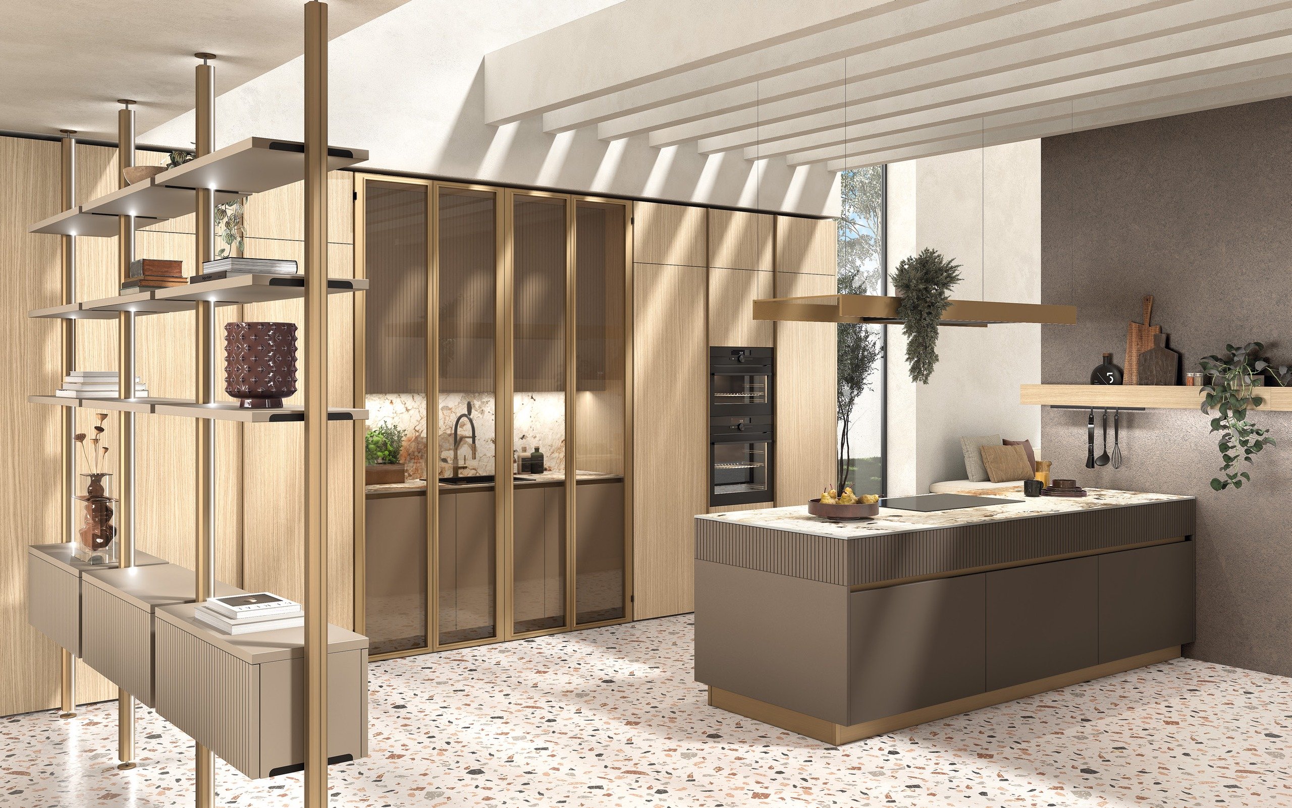 Μοντέρνη ιταλική κουζίνα GF Interiors FLAT SAHARA BG — Νησίδα