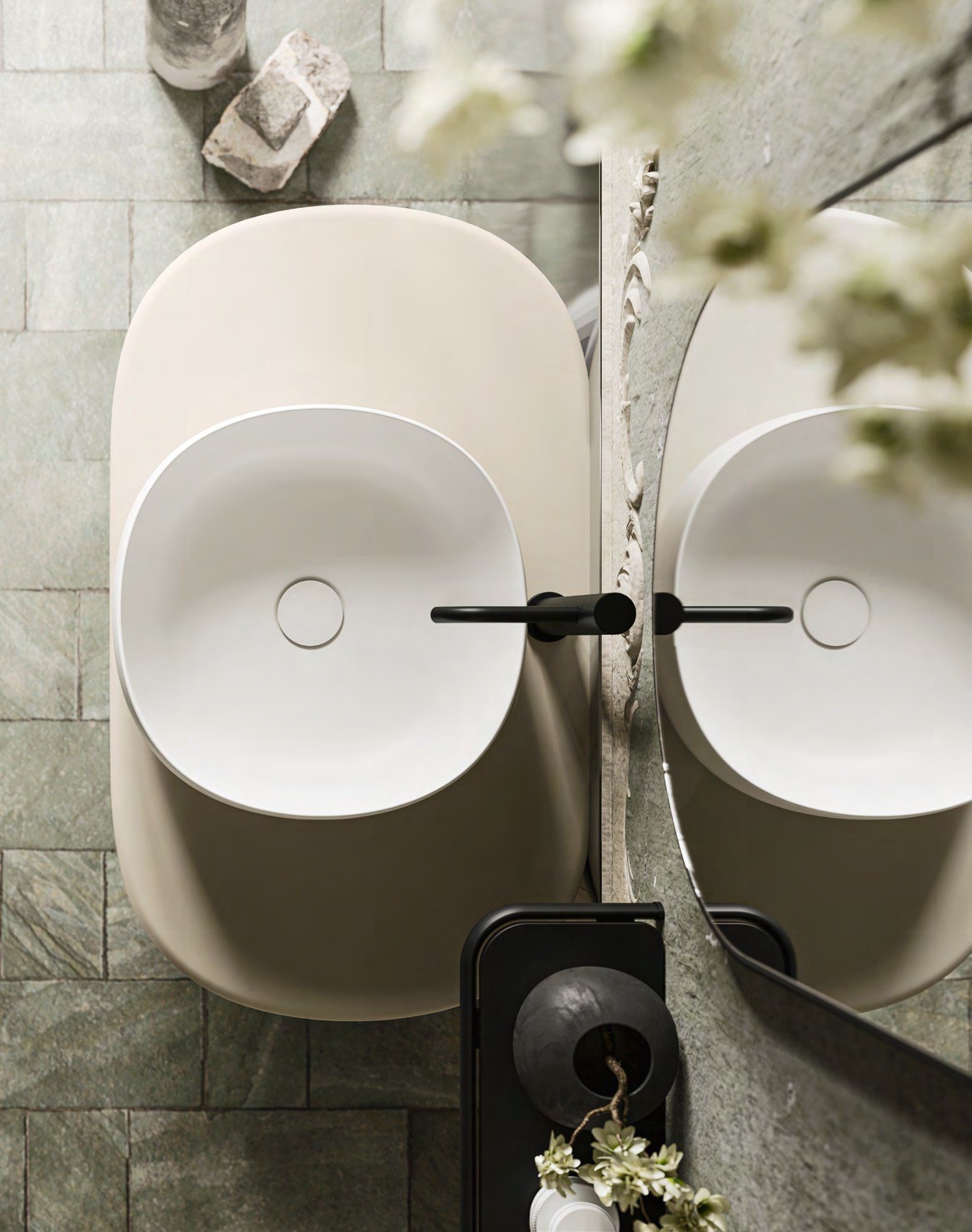 Arbi Almond — Double round washbasin