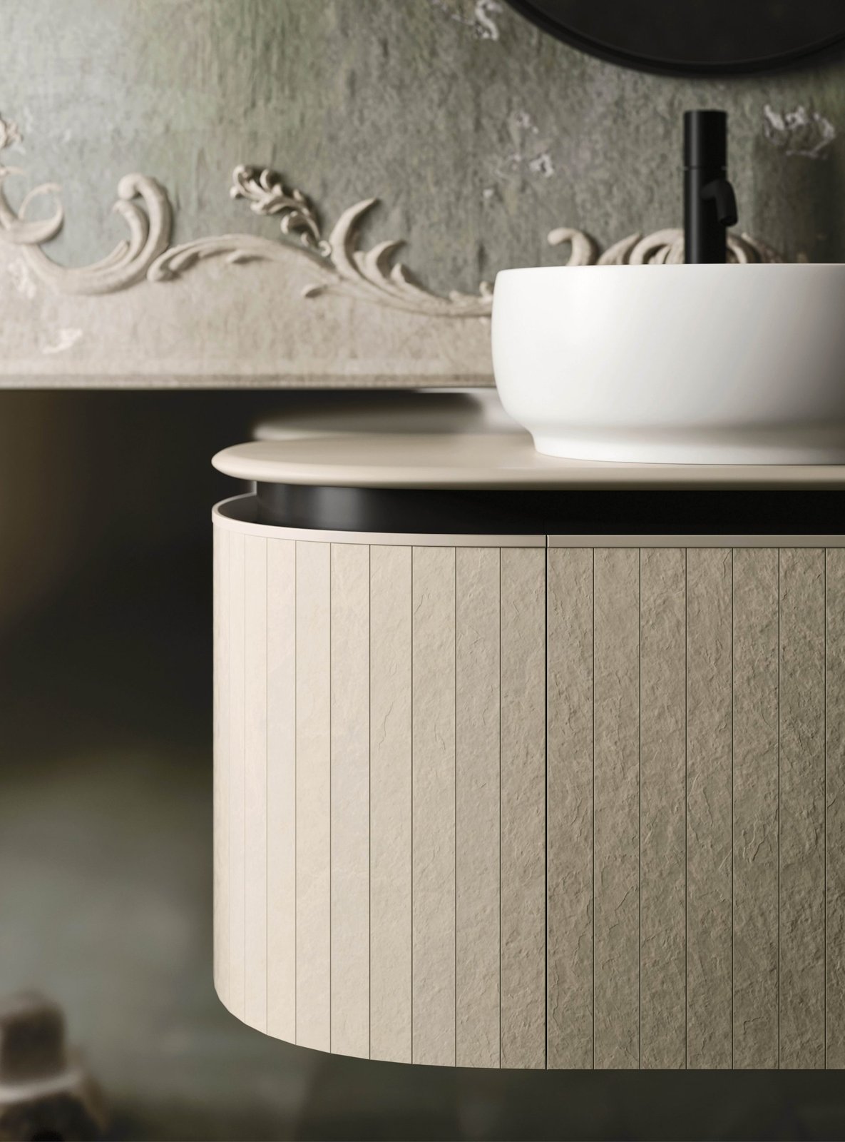 Arbi Almond — Fluted rounded front (detail)