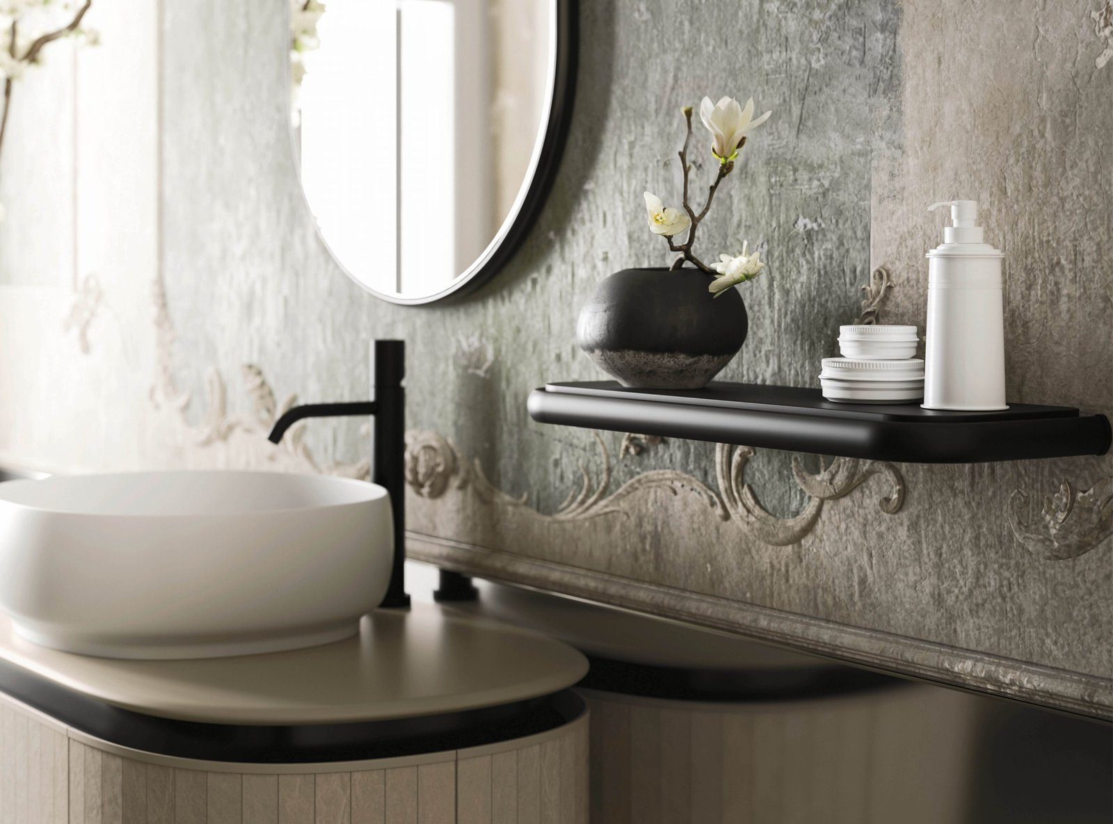 Arbi Almond — Round basin on a marble bar