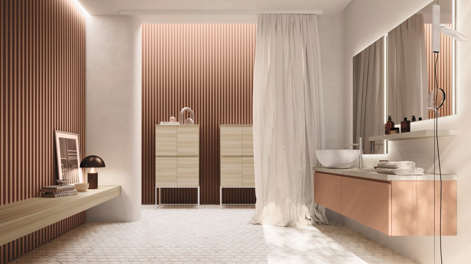 Arbi Ho.me Plus J — Coral front on a fluted wall