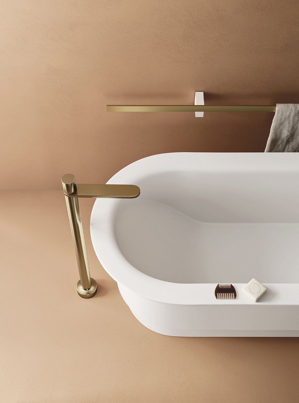 Arbi Luxor — White countertop washbasin, gold trim