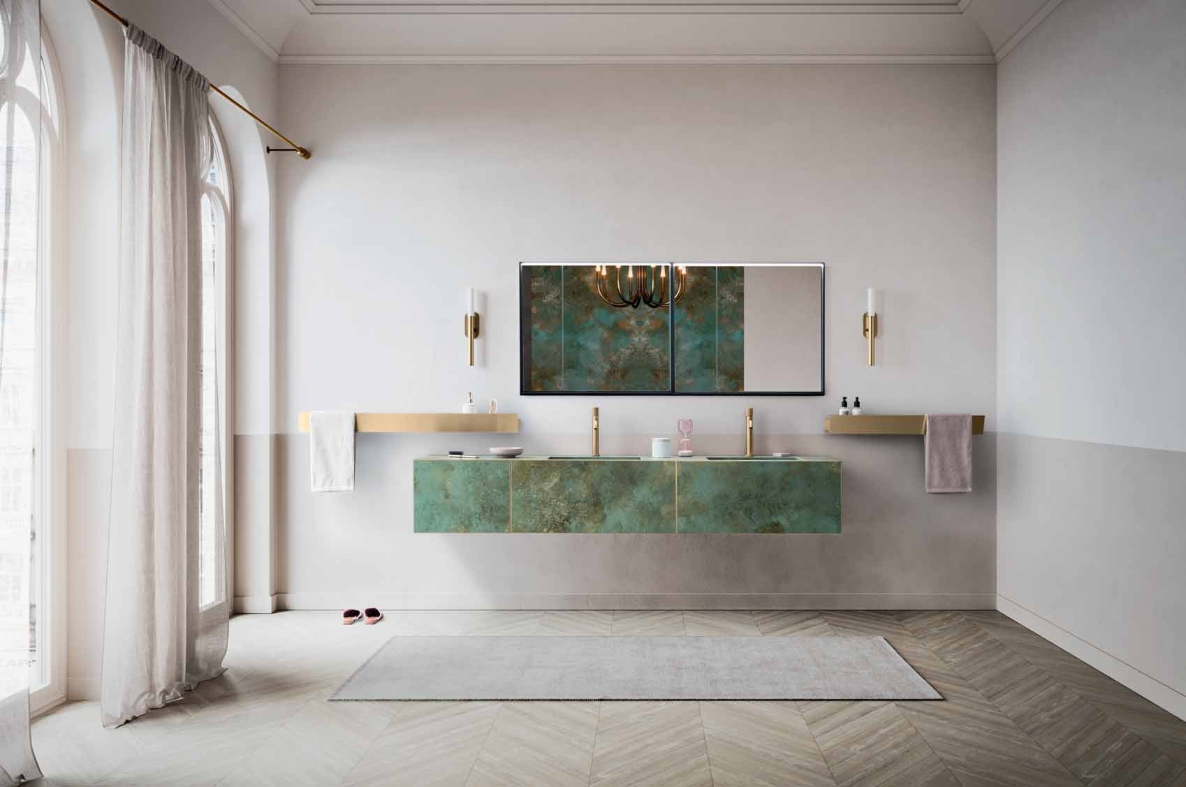 Arbi Luxor — Green ceramic front with gold taps