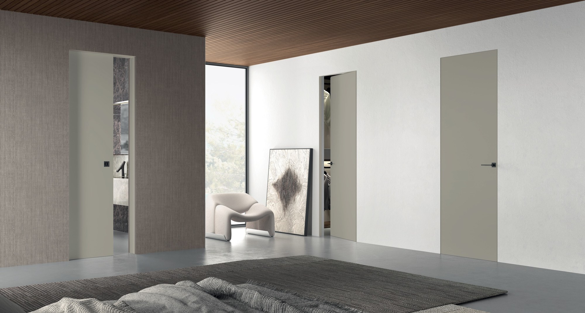 Barausse Flush-to-wall doors — Flush-to-wall doors in a lifestyle setting