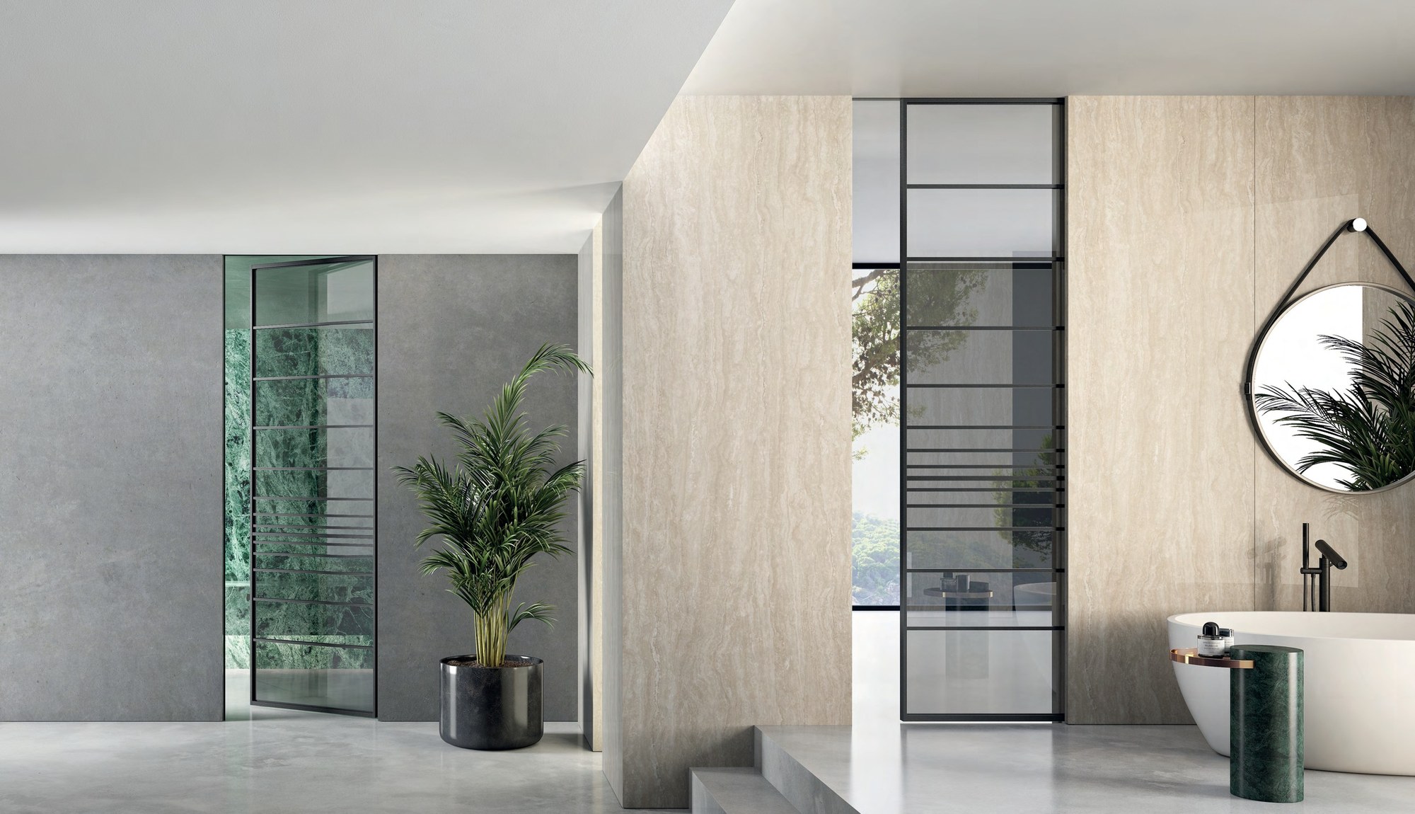 Barausse Glass doors — Glass doors in a spatial atmosphere