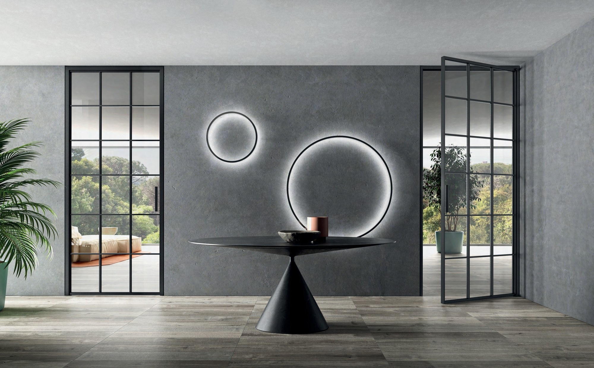 Barausse Glass doors — Glass doors detail in a real interior