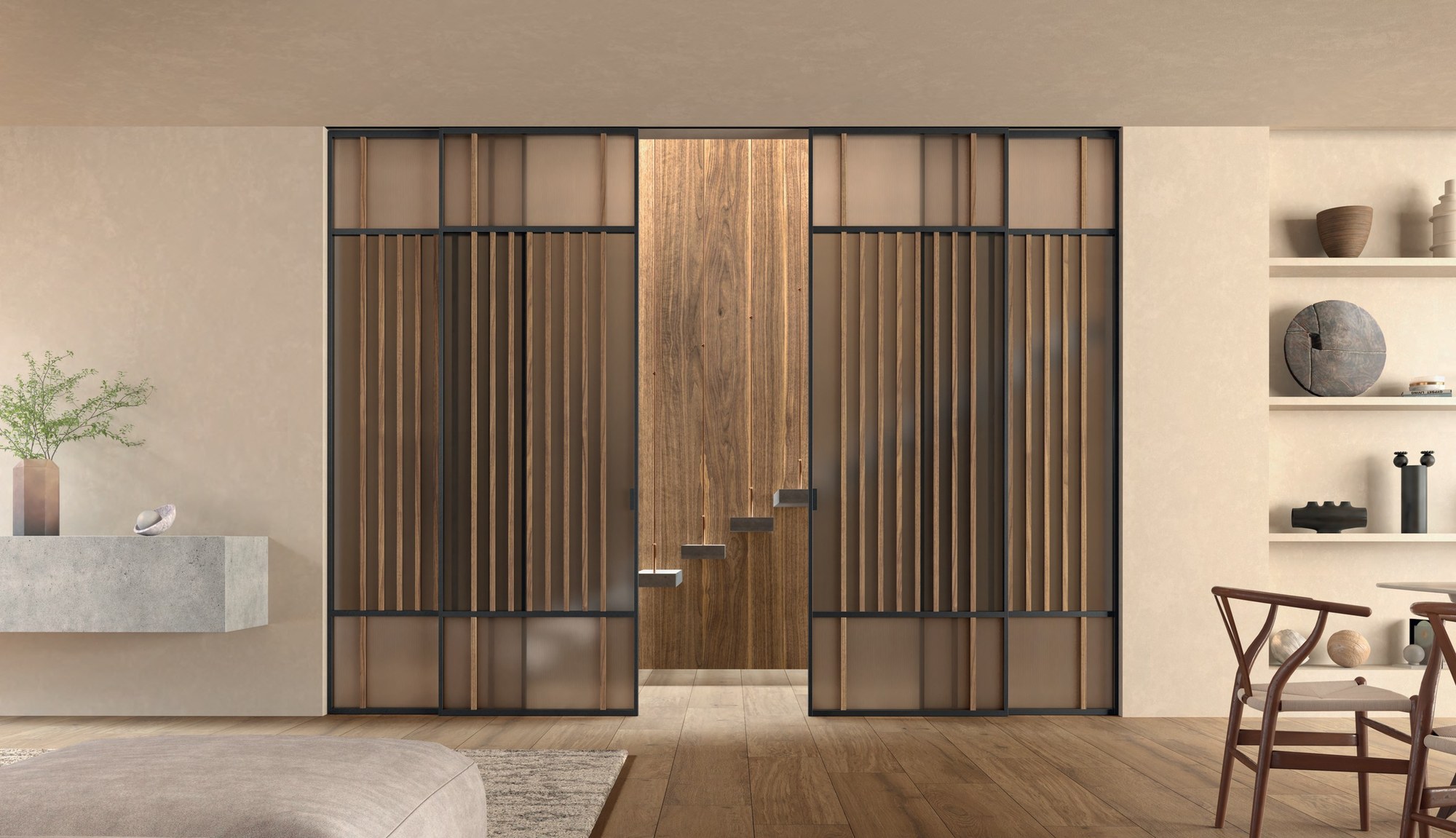 Barausse Glass doors — Glass doors in a spatial atmosphere