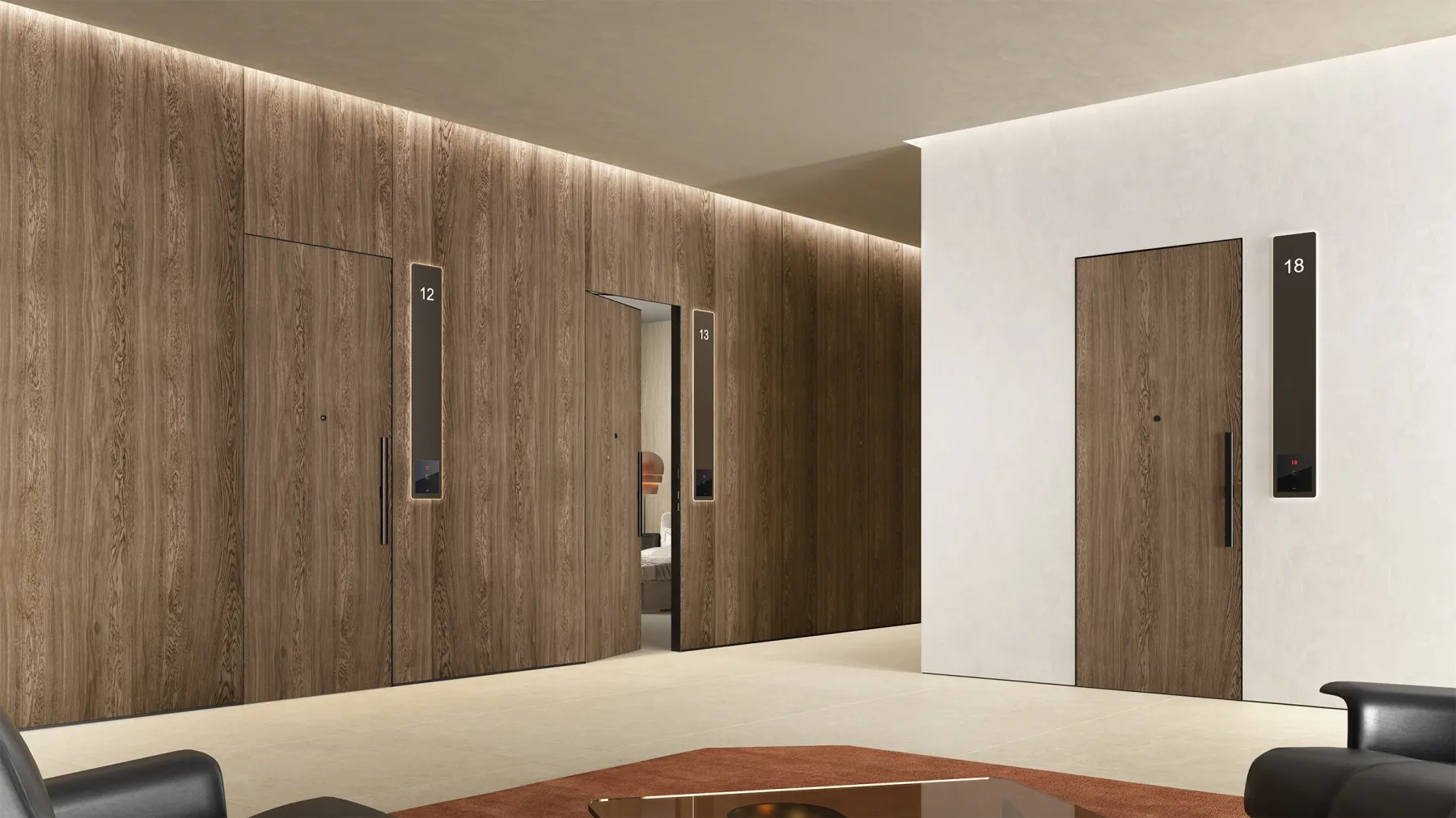 Barausse Sliding doors integrated into wall paneling — Another view