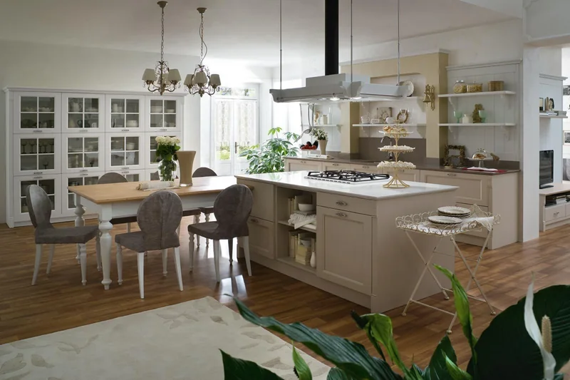 Callesella Sweet Kitchen island with gas hob and white worktop