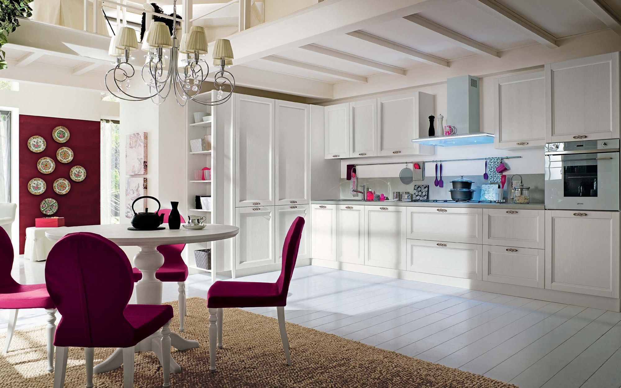 Callesella Arredamenti Cucina Everyday Neve e Ciclamino — Τραπεζαρία