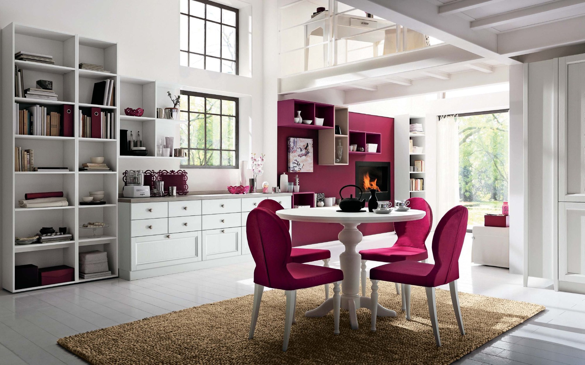 Callesella Arredamenti Cucina Everyday Neve e Ciclamino — Ζώνη Καθιστικού