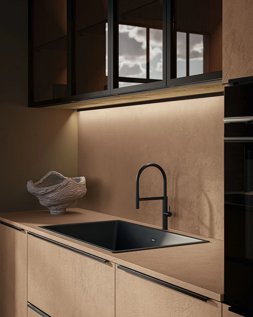 LED lighting over the sink and the preparation area of the worktop