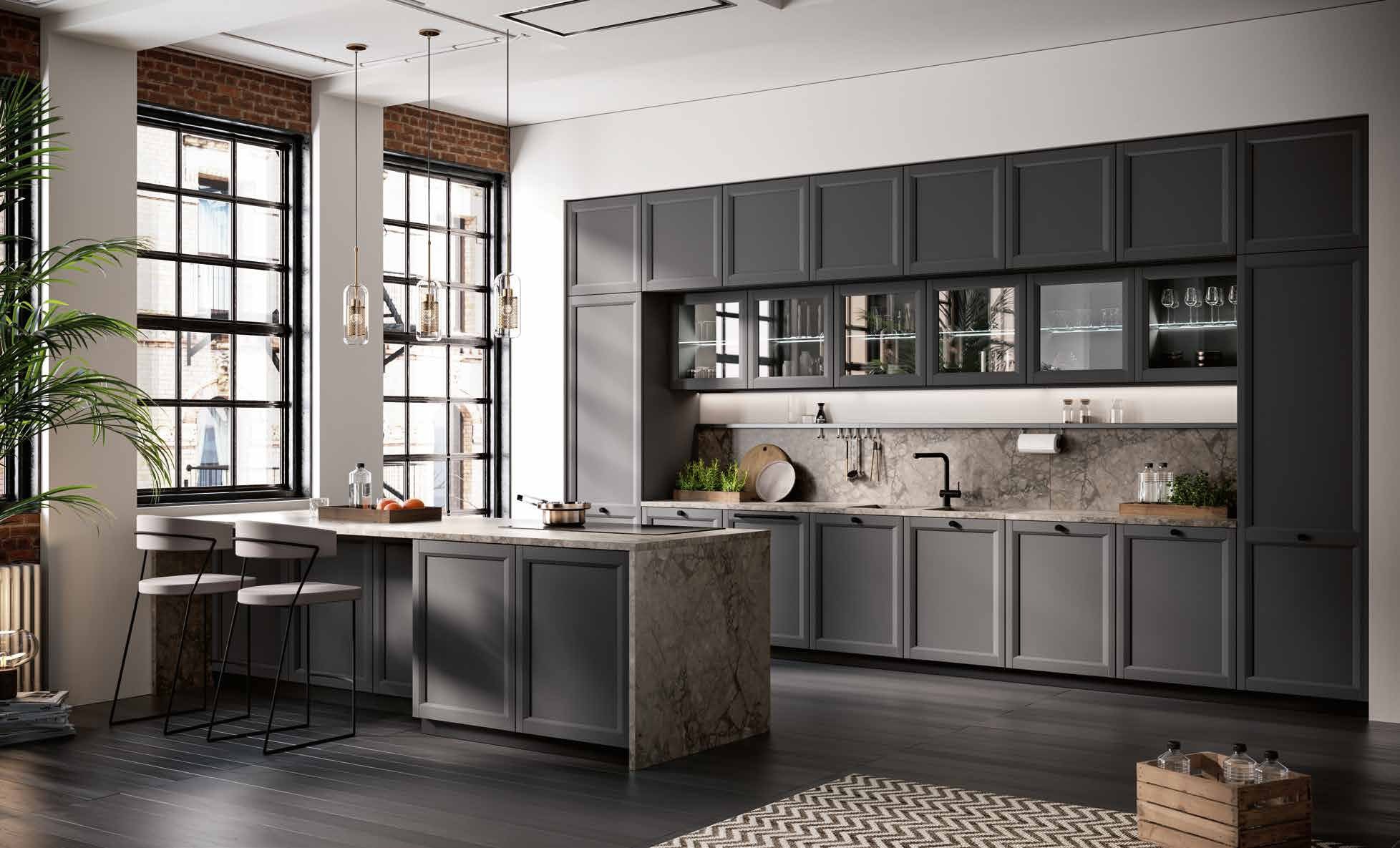 Febal Casa Origina Telaio Legno 01 · Grigio Ardesia — Νησίδα & Τραπέζι