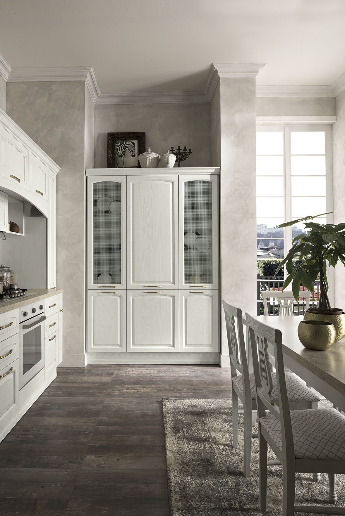 Febal Casa Gala 02 · Bianco & Oro — Στήλες & Τραπεζαρία