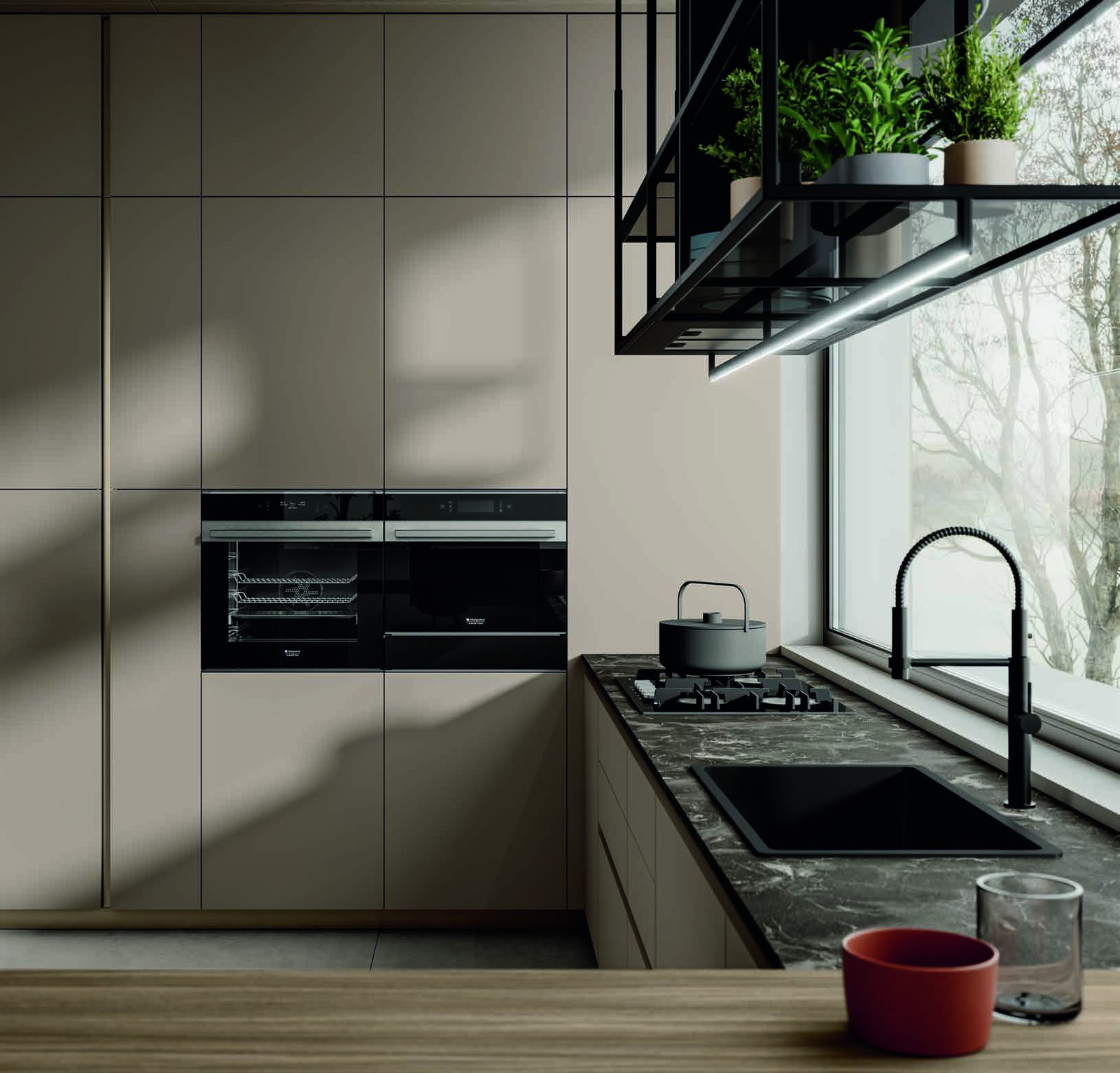 Febal Casa Modula 03 · Beige & Senape — Πάγκος & εστίες