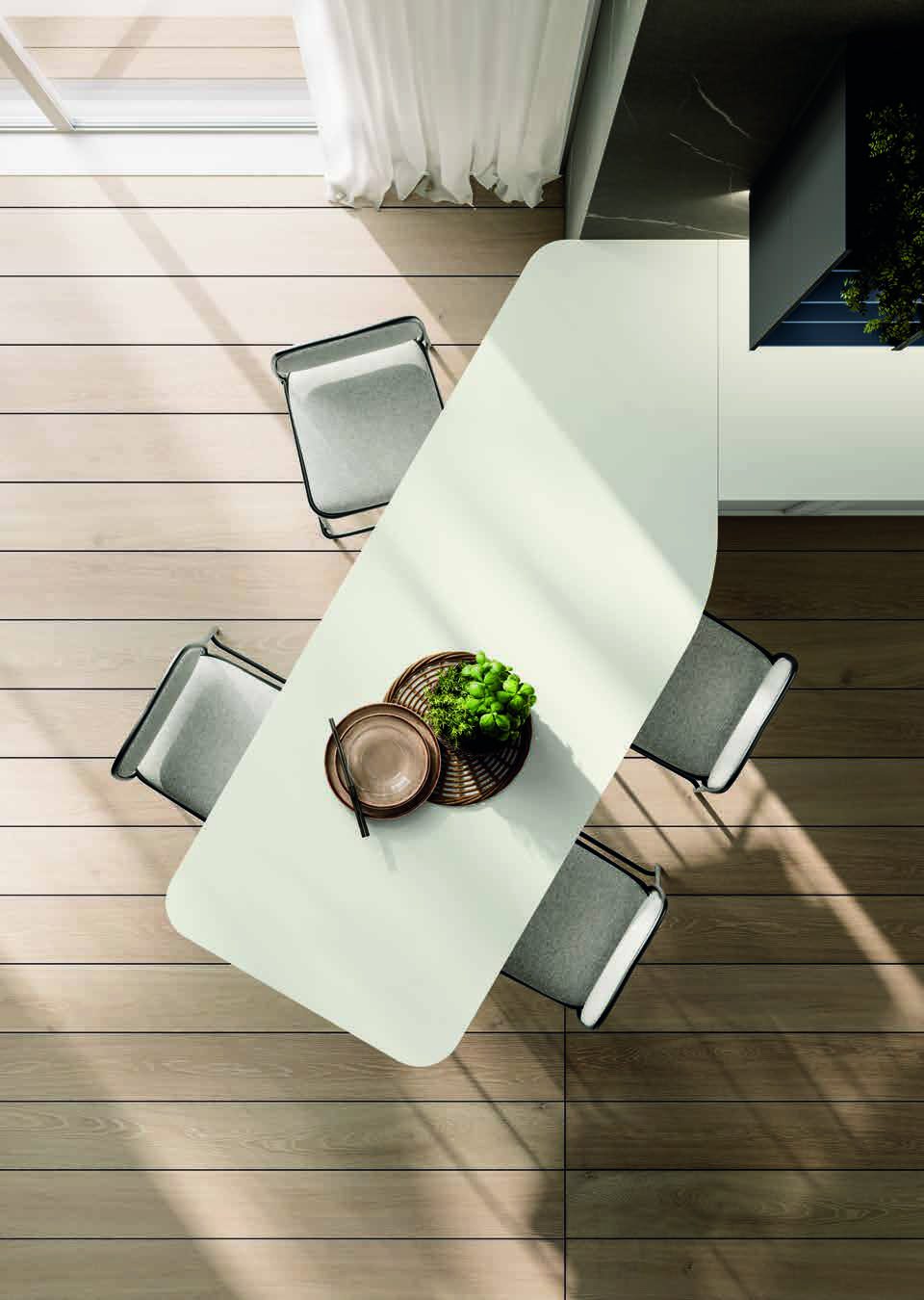 Febal Casa Modula 06 · Bianco Touch & Noce — Τραπεζαρία