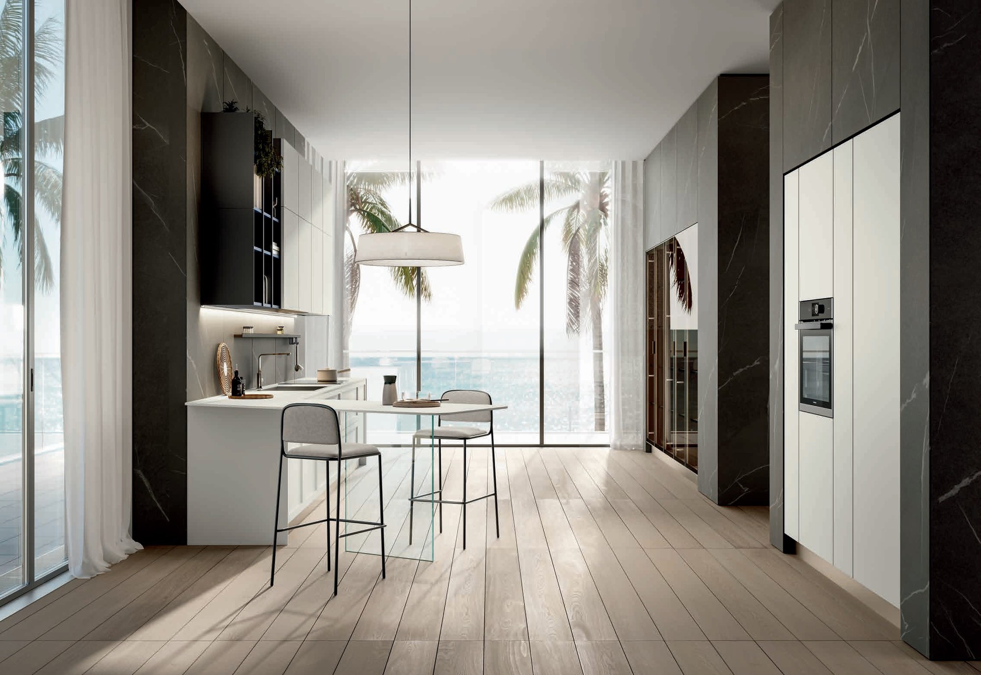 Febal Casa Modula 06 · Bianco Touch & Noce — Γενική άποψη