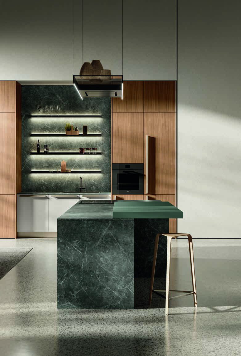 Febal Casa Modula 08 · Grigio Citta & Noce — Νησίδα & Τραπέζι