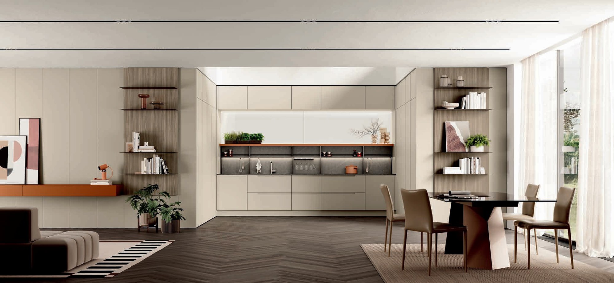 Febal Casa Modula 09 · Grigio Caldo & Terracotta — Ανοιχτός Χώρος