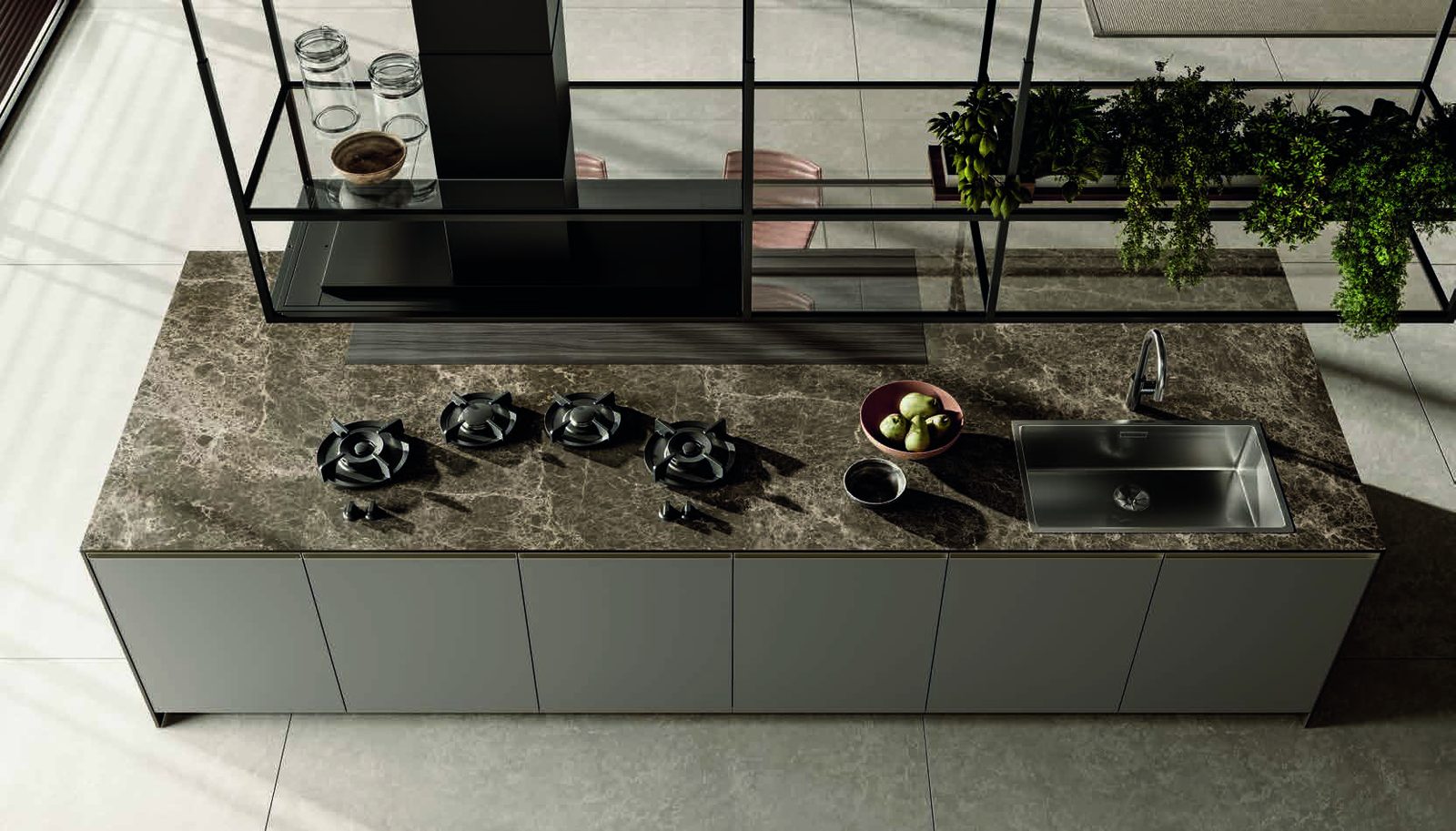 Febal Casa Modula 10 · Grigio Piombo & Champagne — Πάγκος & εστίες
