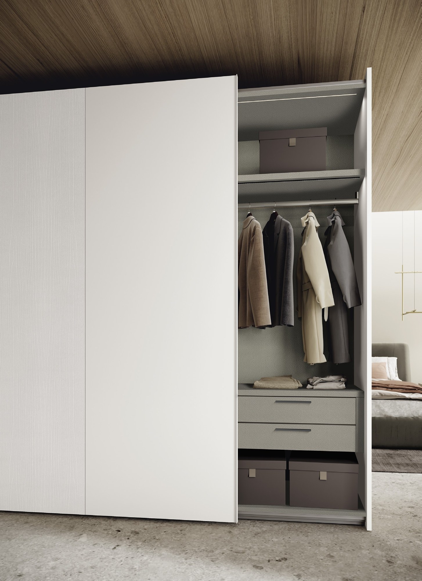 Febal Casa Momenti Wardrobes · Sliding (Scorrevole) — Open Shelves