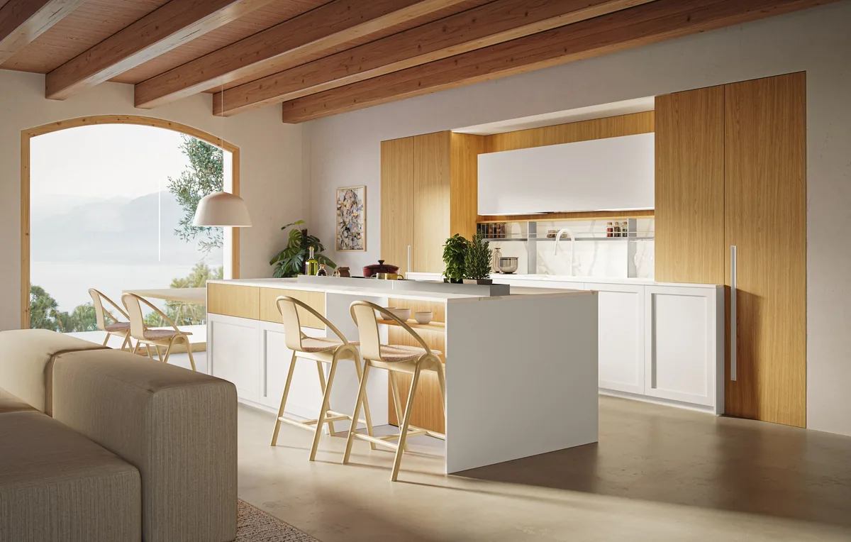 Kitchen and living room continuity — Gentili Cucine