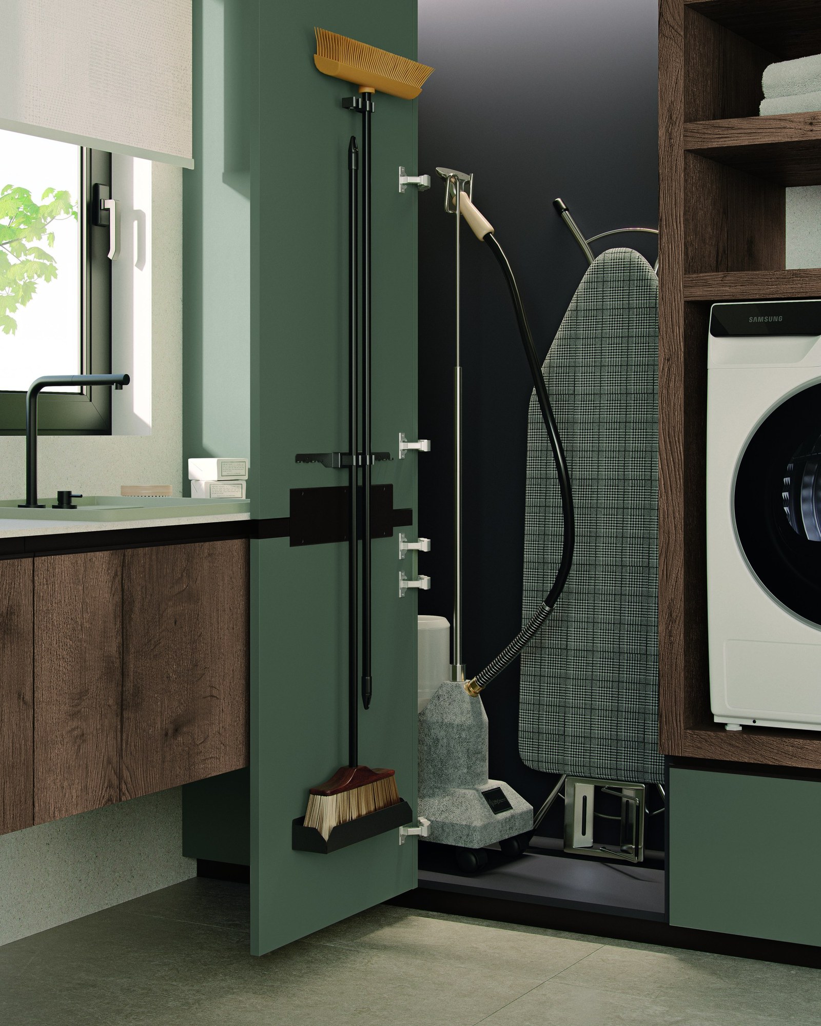 Gentili Cucine Smart Touch · Lavanderia — Ντουλάπι για σιδερώστρα και σκούπες