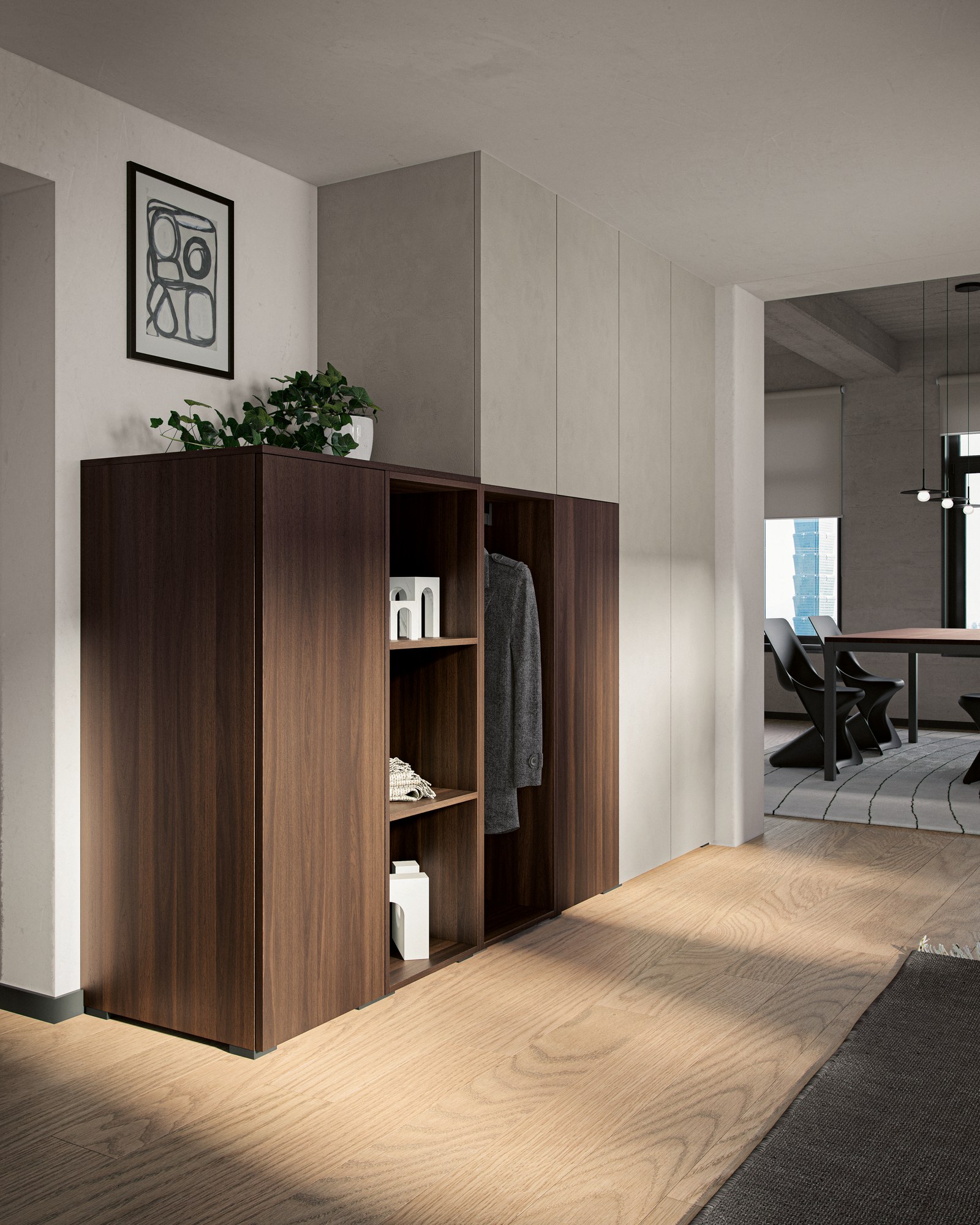Gentili Cucine Urban Classic · Ingresso — Ντουλάπα εισόδου με ανοιχτά ράφια