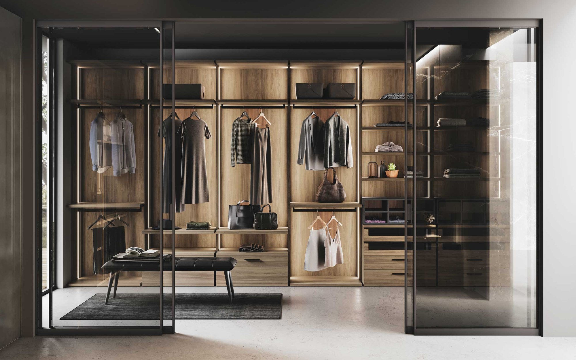 GF Interiors E.S.P. CRYSTAL — E.S.P. Crystal system — glass doors and display cabinets with a slim metal telaio.