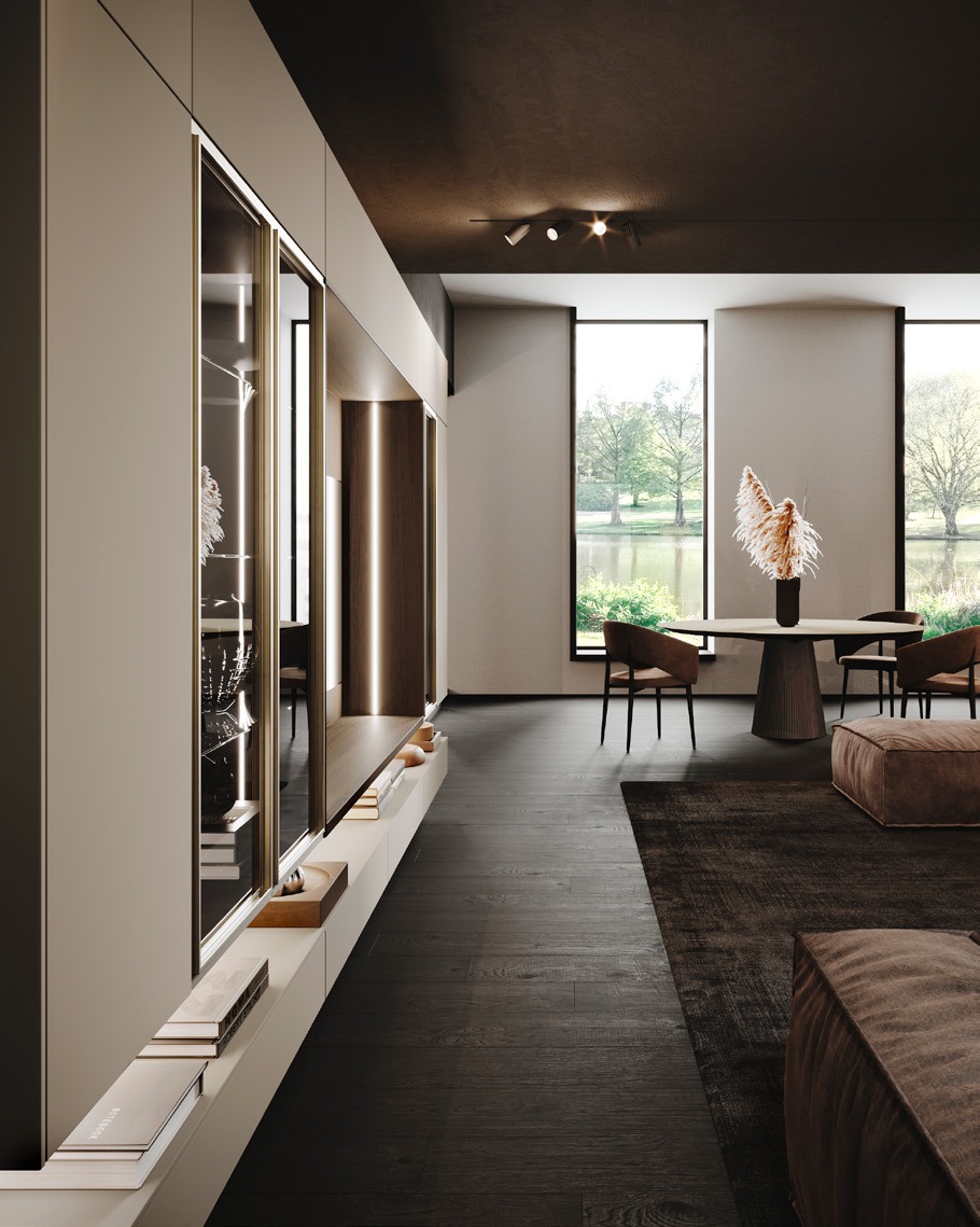 GF Interiors HOUSE OF HORN — Διάδρομος με boiserie και ενιαία γκαρνταρόμπα