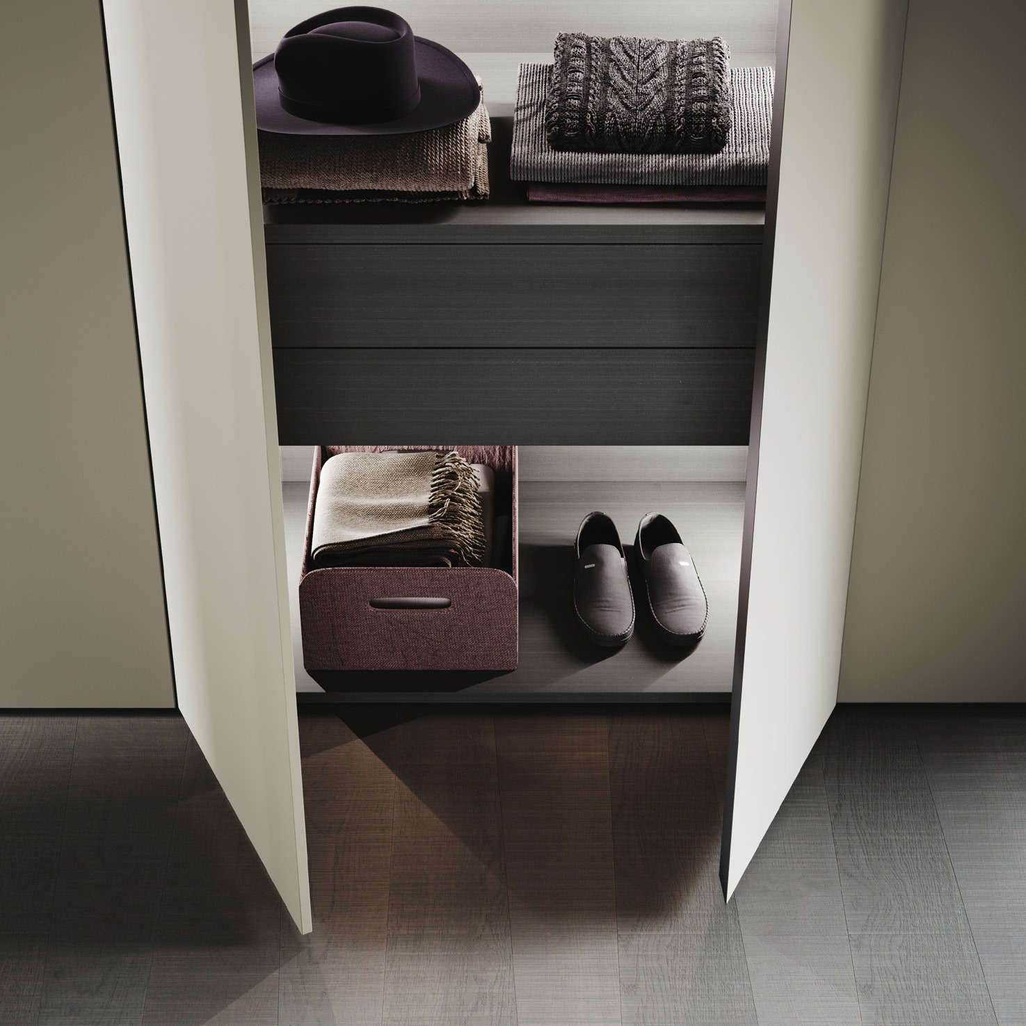 GF Interiors Evidence — Evidence detail with shoe shelving.