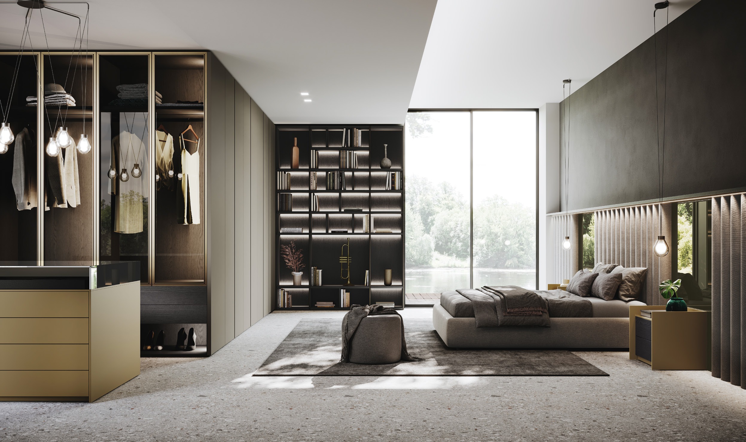 GF Interiors Shadow-Box — Shadow-Box in Frassino BL with Evans Air doors and fumè glass.