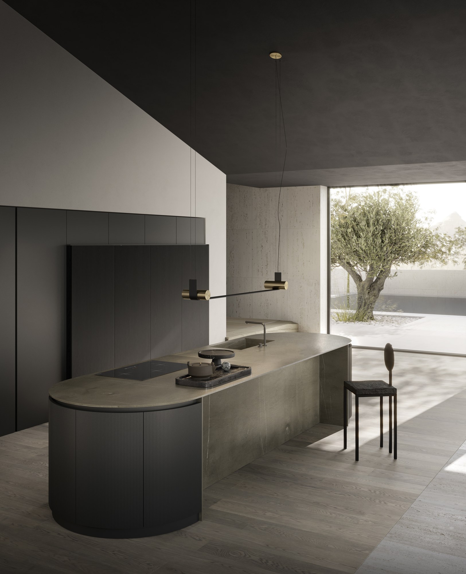 Μοντέρνη ιταλική κουζίνα Pedini Cucine Arkè Shape — Νησίδα σε Ανοιχτό Χώρο
