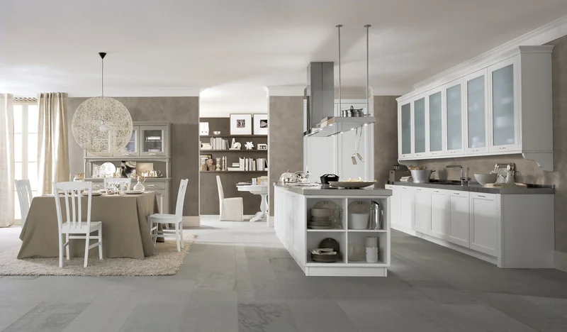 Scandola N1 island in white country style with open storage