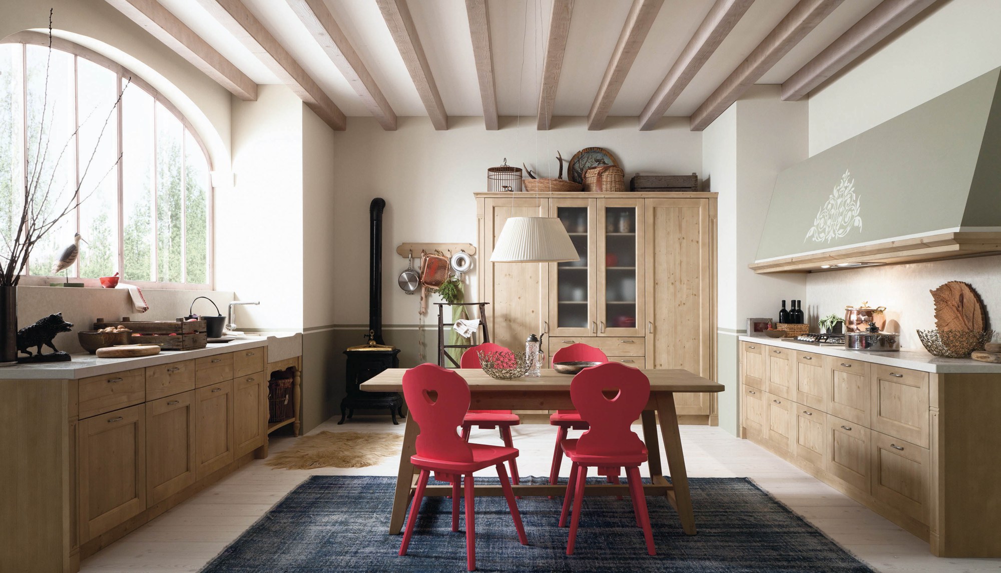 Scandola Mobili T02 – Stile country — Τραπεζαρία & Ξυλόσομπα