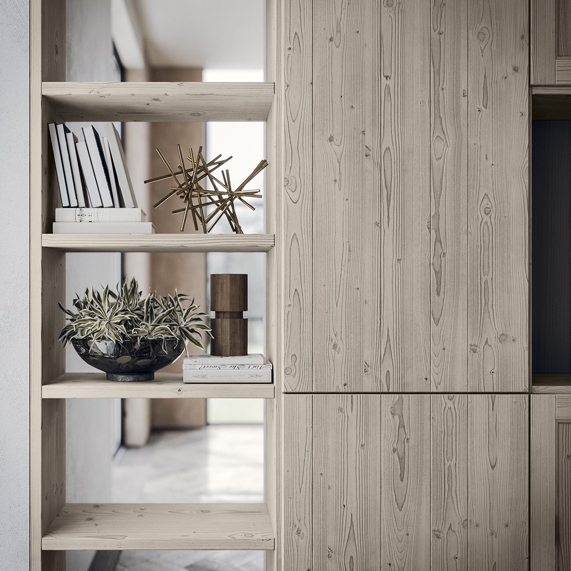 Scandola Mobili M01 – Open space — Bookcase Detail