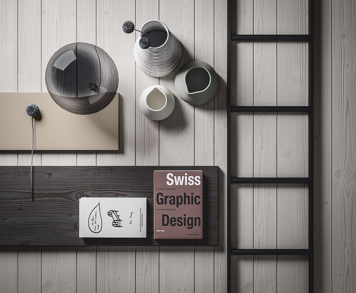 Scandola Mobili M04 – Parete libreria — Shelf Detail
