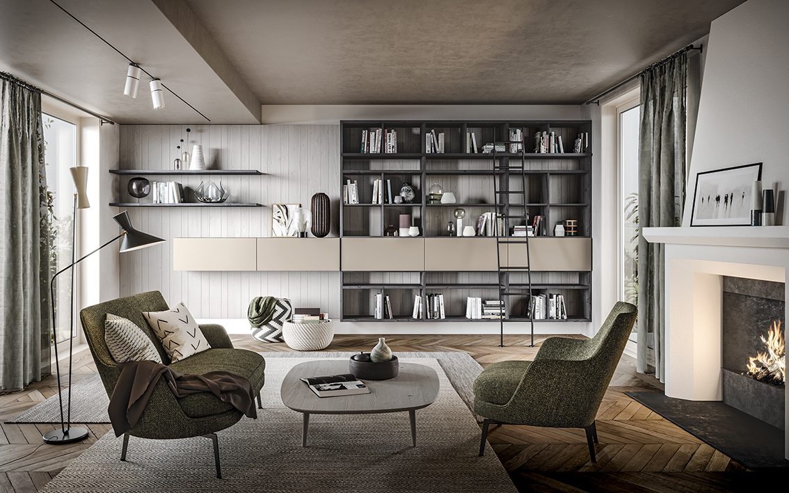 Scandola Mobili M04 – Parete libreria — Living Area & Bookcase