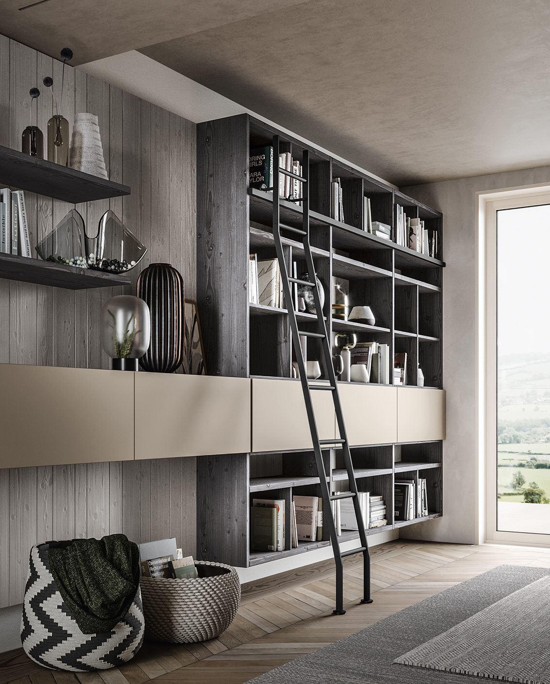 Scandola Mobili M04 – Parete libreria — Corner Bookcase