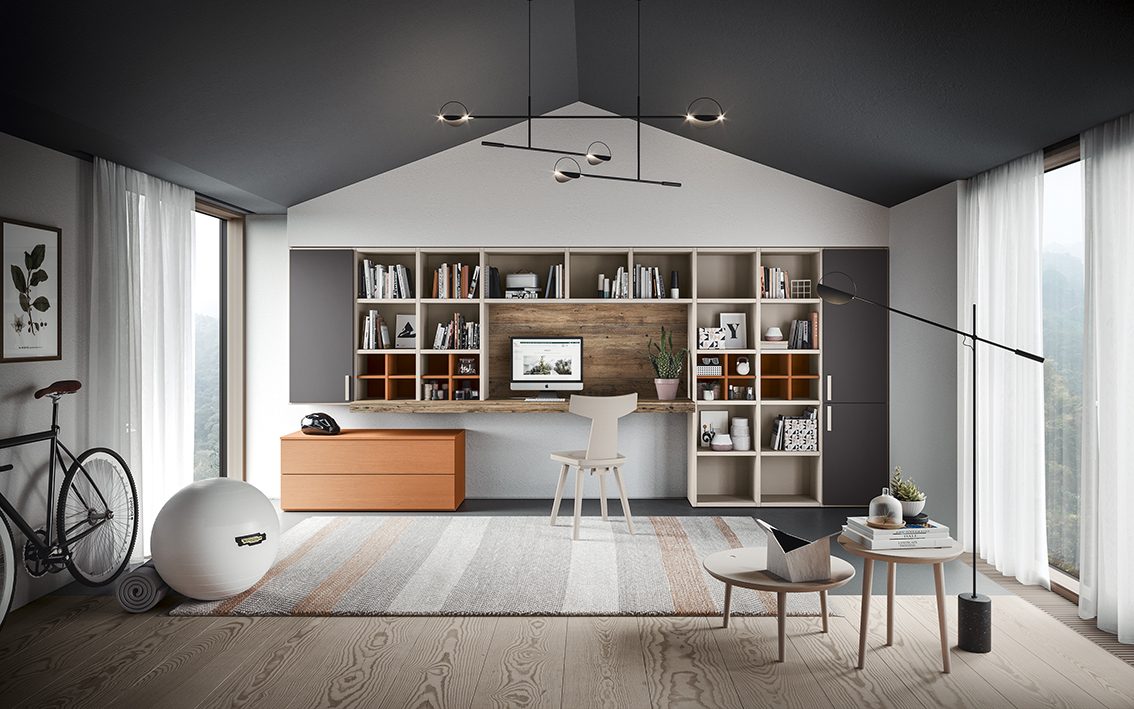 Scandola Mobili M07 – Libreria con scrivania — Desk Corner