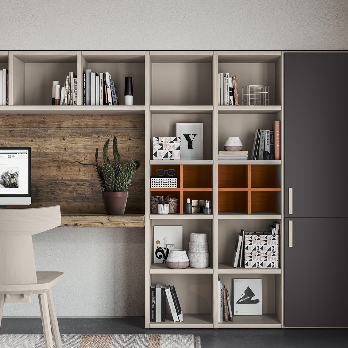 Scandola Mobili M07 – Libreria con scrivania — Bookcase with Desk