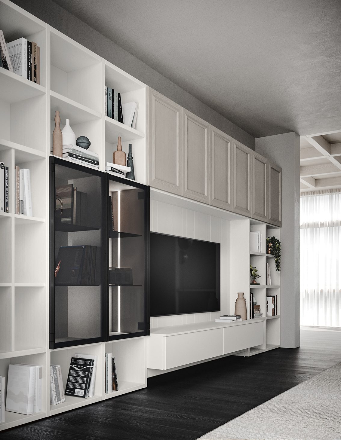 Scandola Mobili M08 – Soggiorno classico — Composition with Display Cabinet