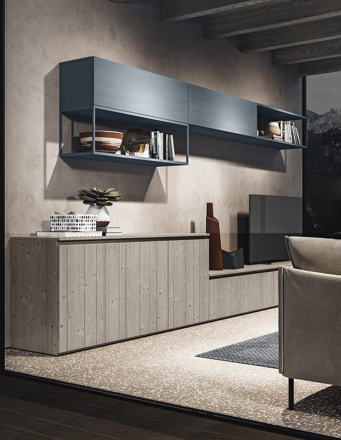 Scandola Mobili M09 – Salotto contemporaneo — Composition in Blue