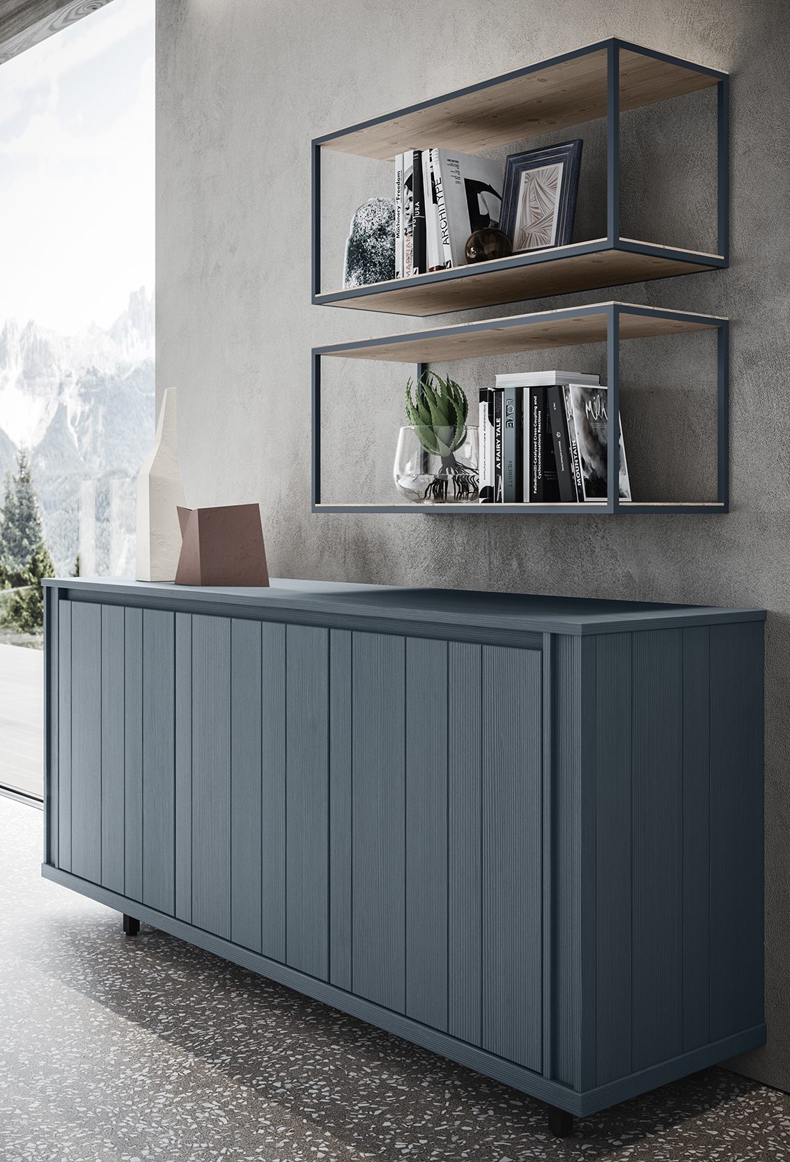 Scandola Mobili M09 – Salotto contemporaneo — Sideboard & Shelf