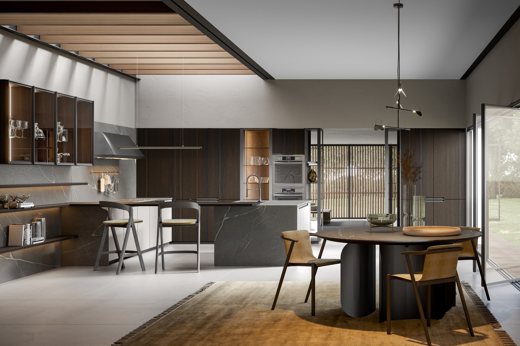 Modern Italian kitchen Scandola Mobili E04 – Cucina a golfo
