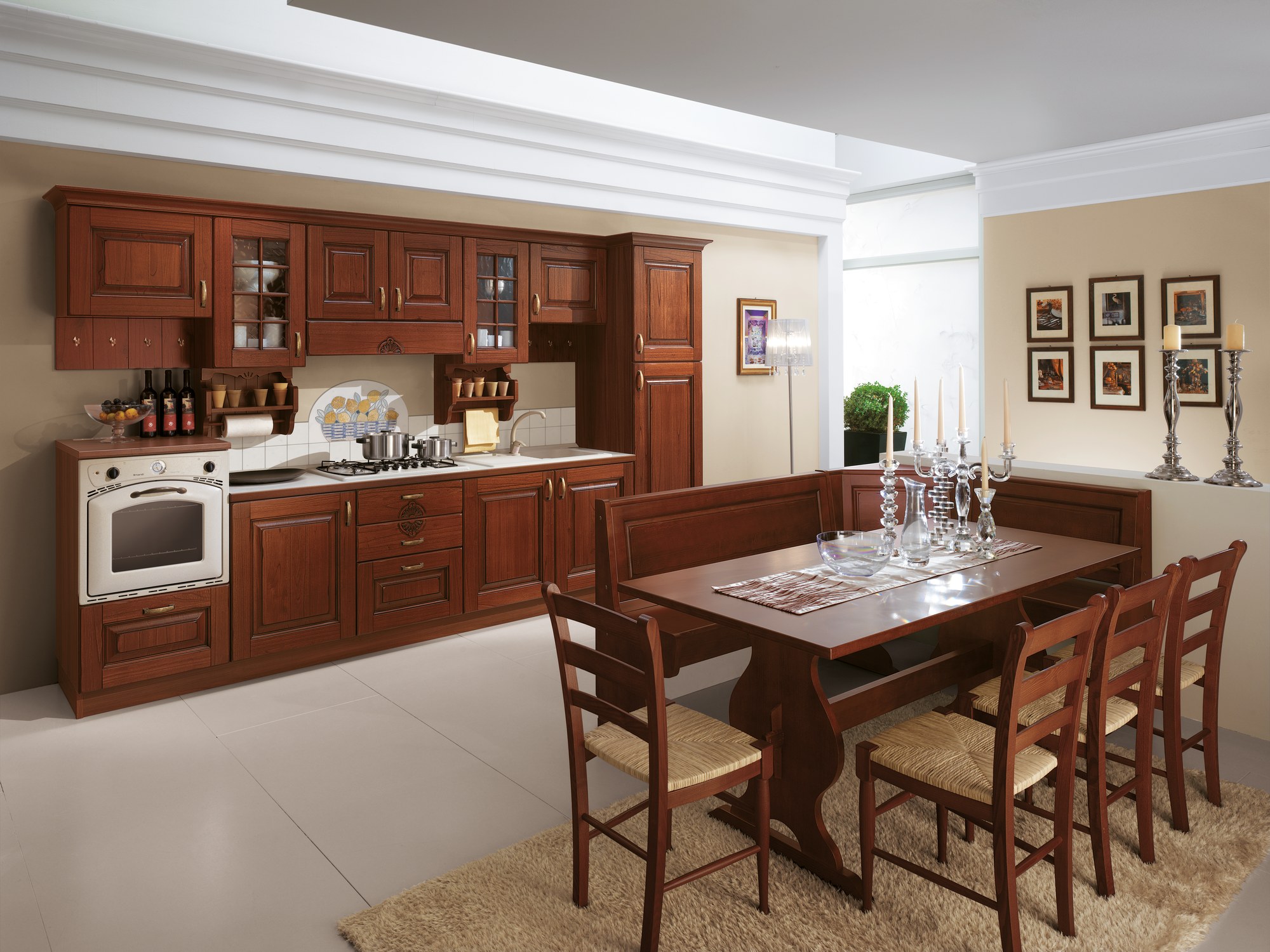 Sira Cucine Eva · Noce — Worktop & Hob