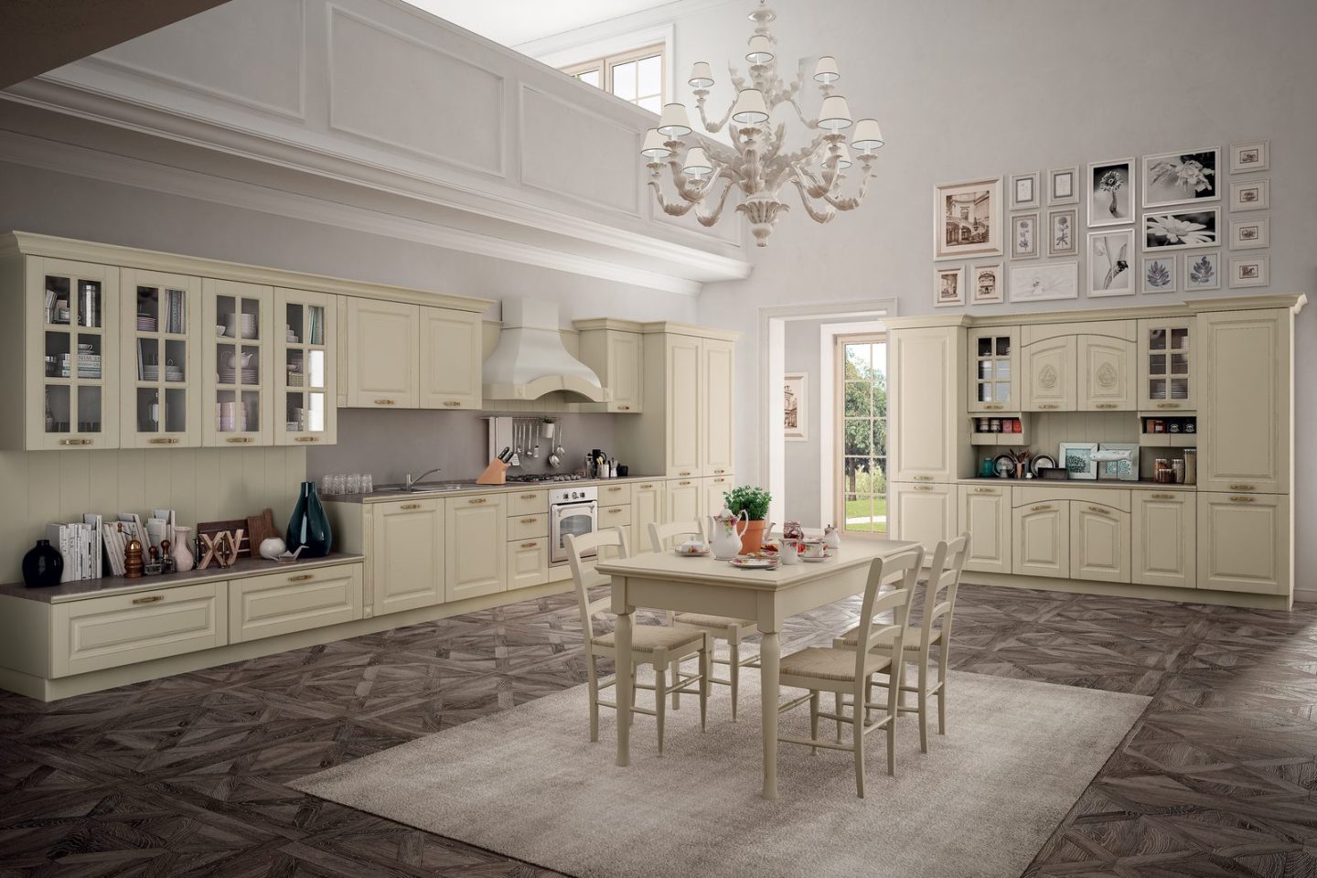 Κλασική ιταλική κουζίνα Sira Cucine Sofia σε λάκα πατίνας